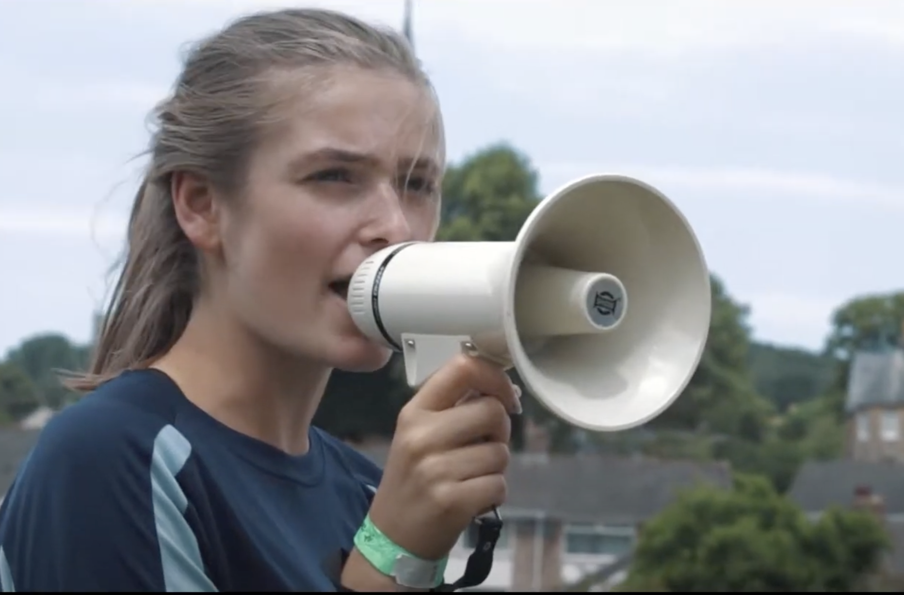 A person with a megaphone