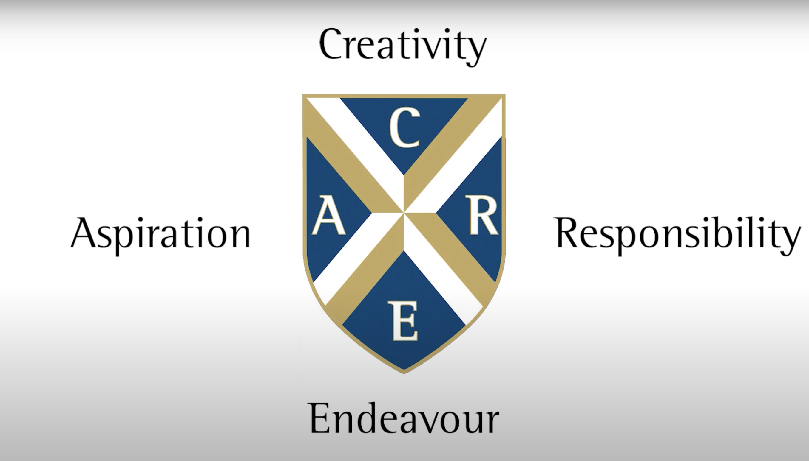 The Wells Cathedral School Crest with the words 'Care, Aspirations, Responsibility, and Endeavour' around it